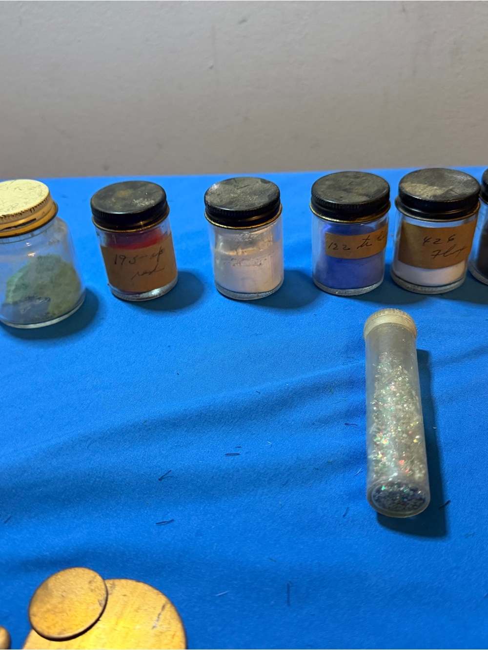 Vintage Powdered Enameled , glitter, and Copper Pieces